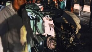 “3 Killed in Maihar as Speeding Car Collides with Truck”