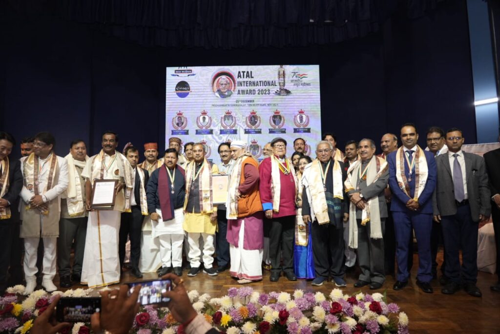 Minister Mahendra Munjapara honors 35 with Atal Gaurav Award, 11 with Atal International Award on former PM Atal Ji’s birth anniversary