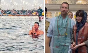 Chris Martin and Dakota Enjoy Spiritual Calm at Triveni Sangam