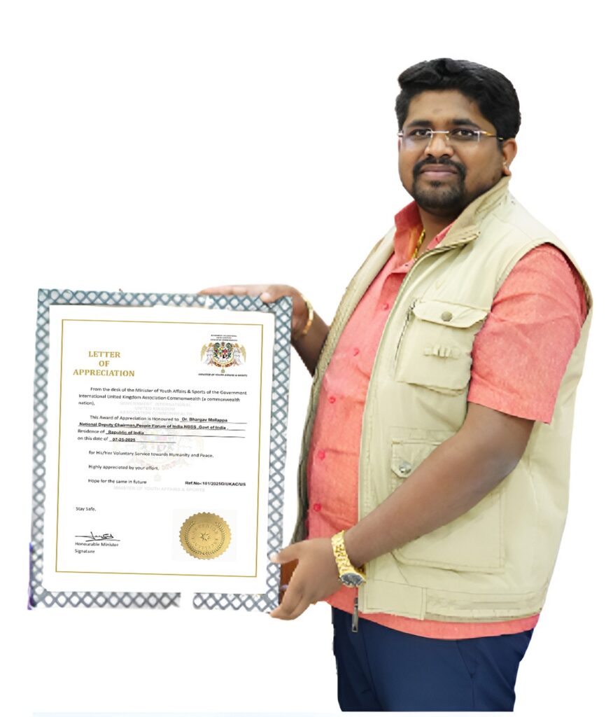 Dr. Bhargav Mallappa Recognised by International Commonwealth Body for Voluntary Service