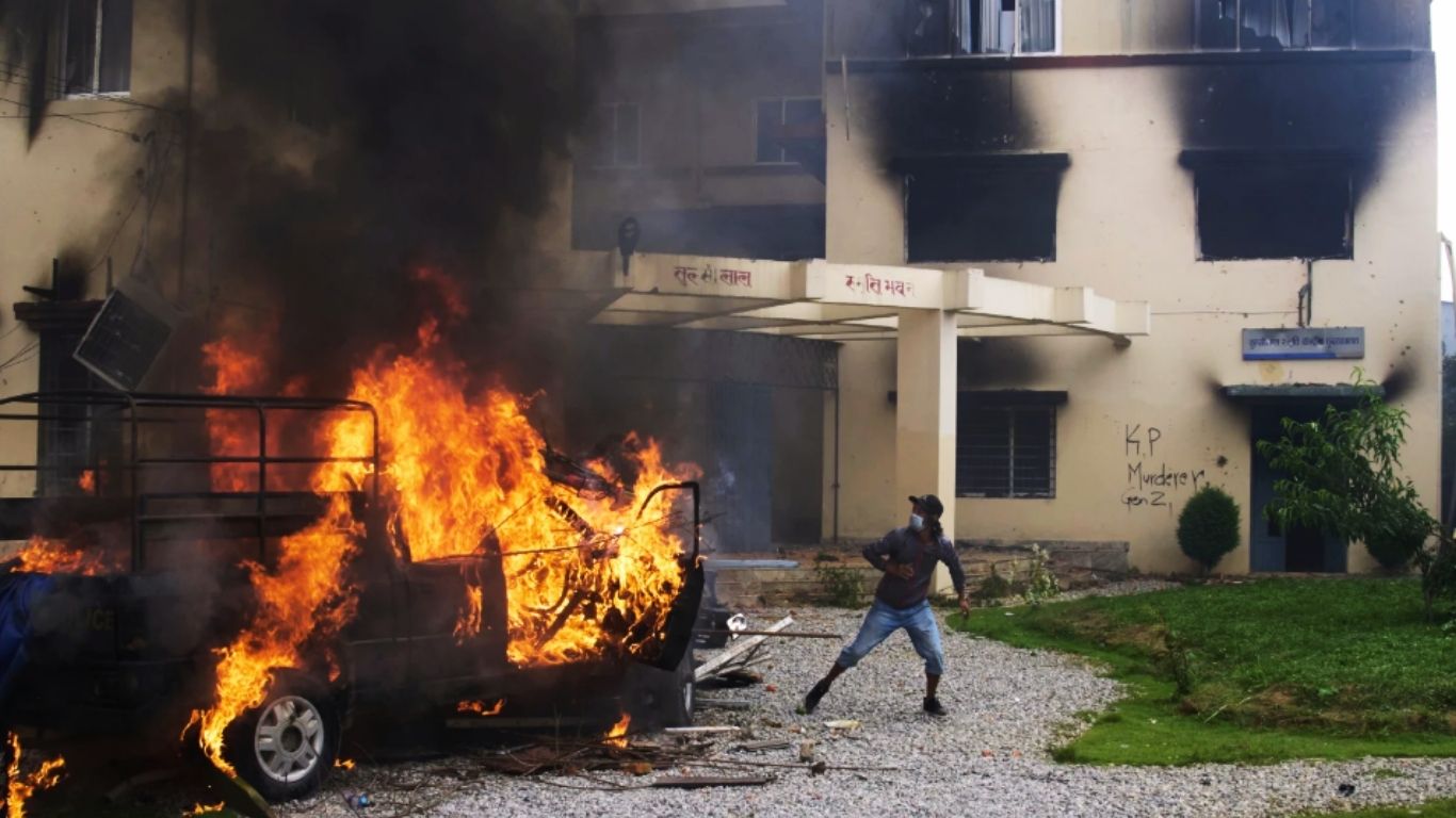 Nepal ‘s Ex PM Wife Burnt Alive as Protesters Set His House on Fire