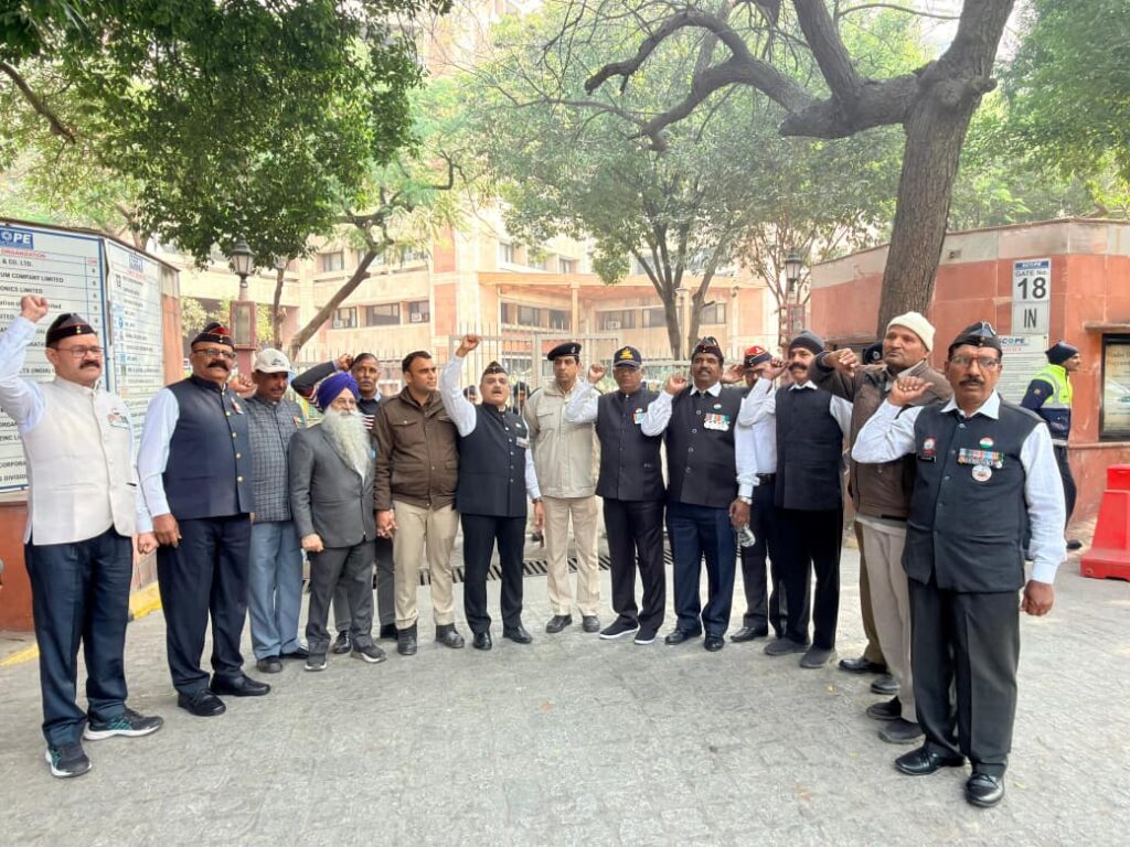 96 Ex-Servicemen Stage Protest Outside NTPC Headquarters Over Pending Salary and Pension Dues