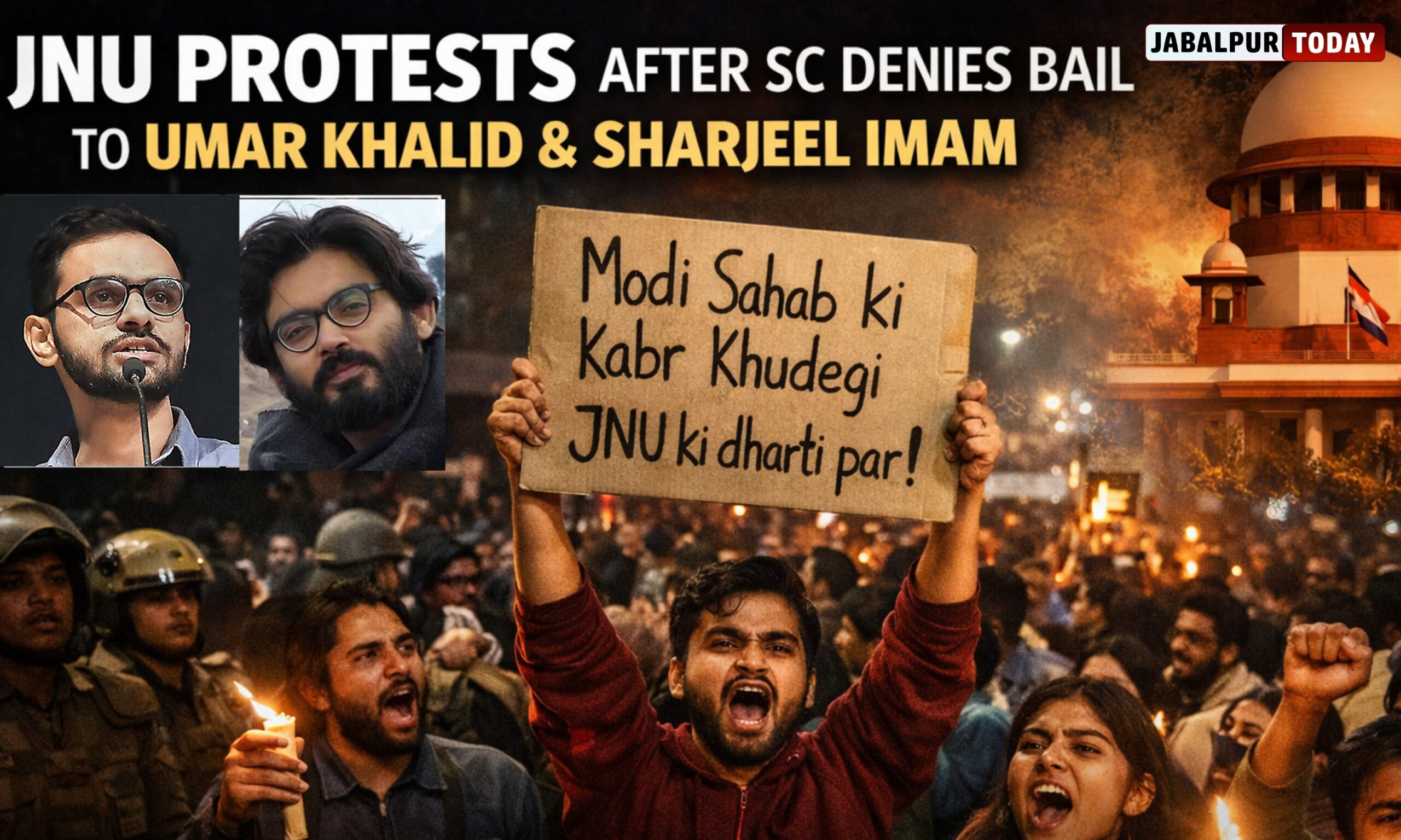 'Bhagwa Jala Hai, Jalega JNU Ki Dharti Par': Left Wing Students Chant Anti-Modi Slogans After SC Bail Denial to Khalid-Imam