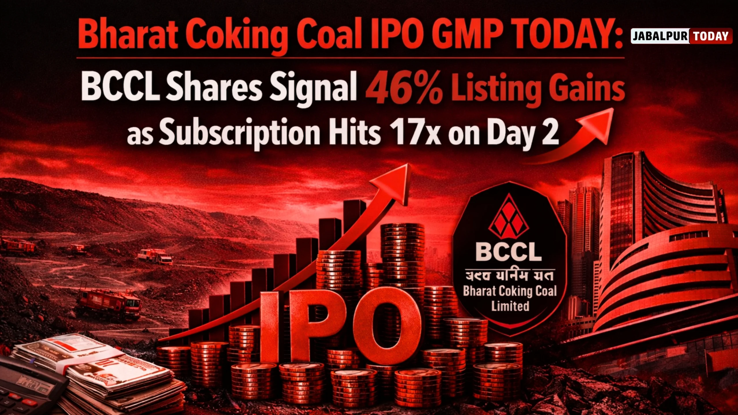 Bharat Coking Coal IPO GMP Today: BCCL Shares Signal 46% Listing Gains as Subscription Hits 17x on Day 2