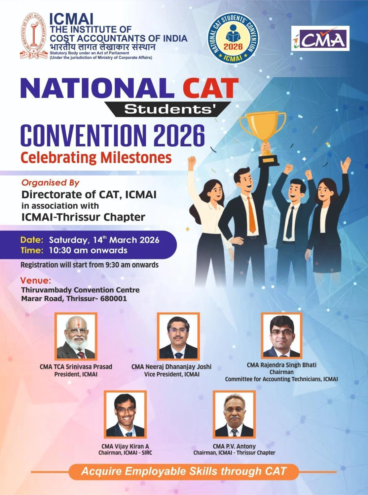 ICMAI to Organise National CAT Students' Convention 2026 in Thrissur