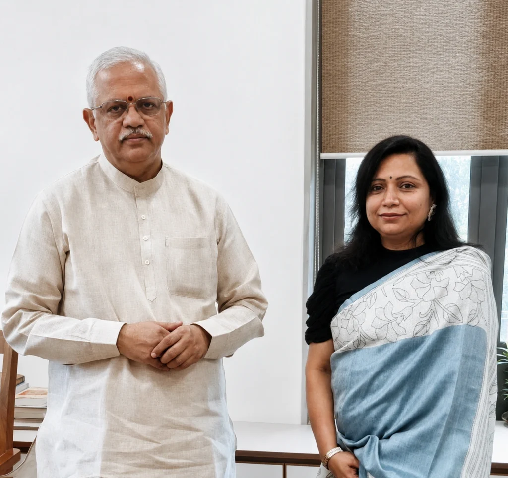 Parul Singh congratulates B. L. Santosh on BJP’s historic victory in West Bengal and Assam