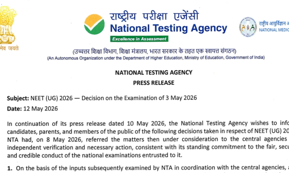 NEET-UG 2026 Cancelled After Paper Leak Allegations; Over 22 Lakh Students to Reappear for Medical Entrance Exam