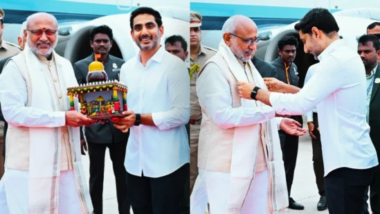 Nara Lokesh Welcomes Vice-President C.P. Radhakrishnan Ahead of Popcorn Maize Seed Launch