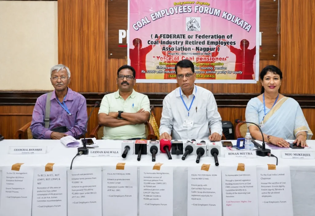 Coal Employees’ Forum Urges Centre to Raise Minimum Pension to ₹10,000, Introduce IDA and Strengthen Healthcare for Retired Coal Workers