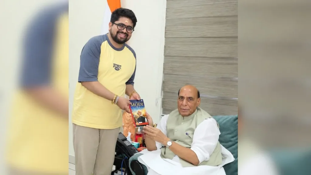 Dr Bhargav Mallappa Meets Rajnath Singh, Presents Book on India’s Digital Transformation