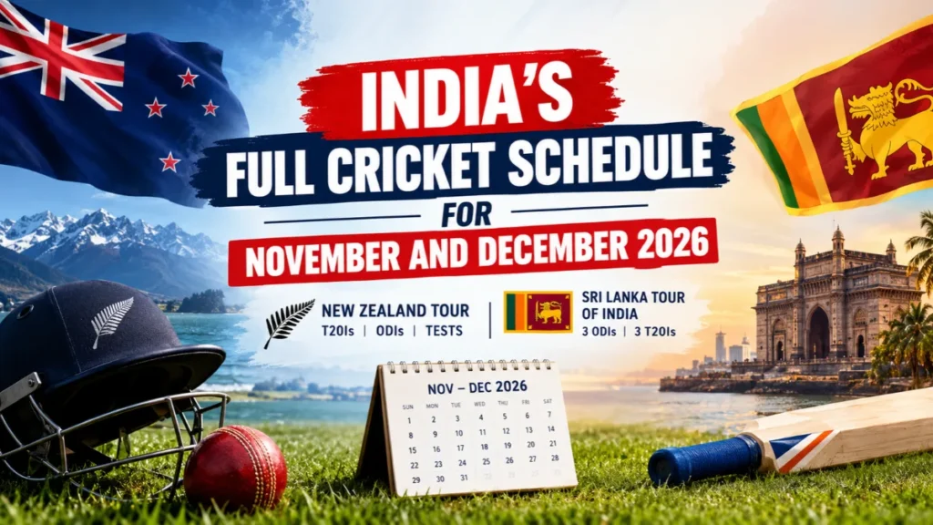 India’s Full Cricket Schedule for November and December 2026