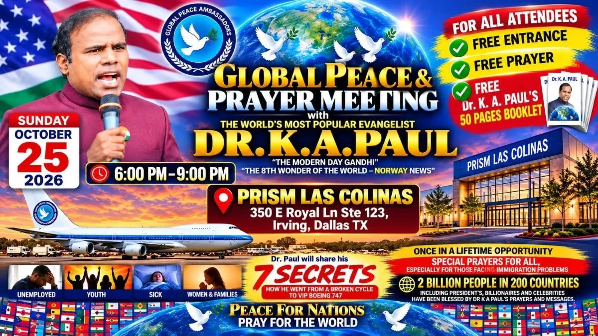 Dr. K. A. Paul to Lead Global Peace Rally in Dallas on October 25